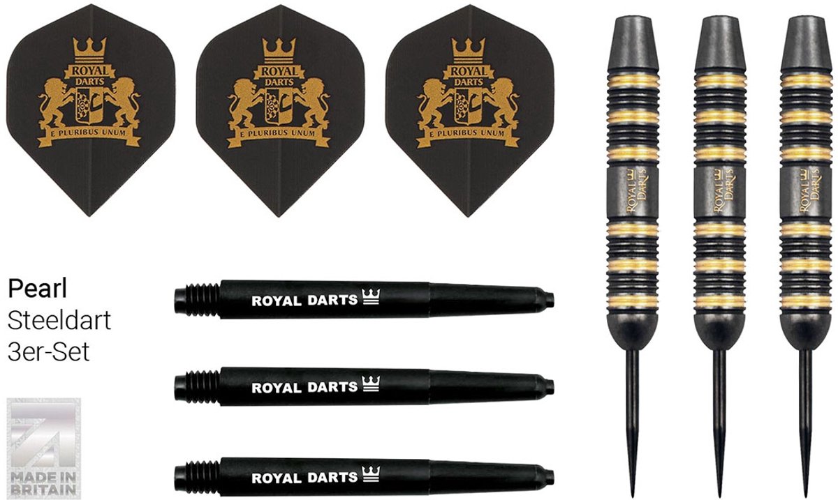 Royal Darts dartpijlen set Pearl 23 gram brass voor kinderen en volwassenen.