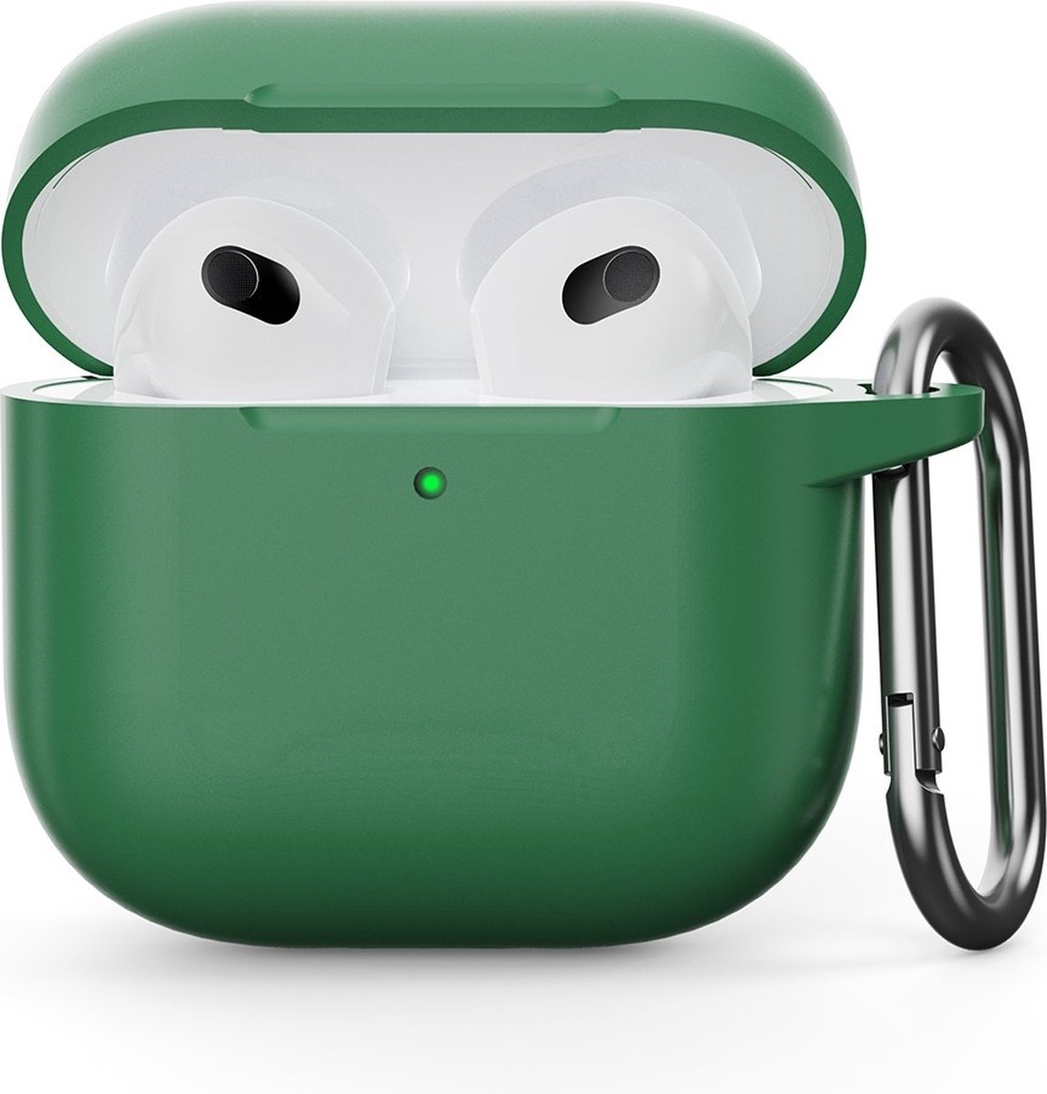 Coverup Hoesje - Geschikt voor AirPods 4 Hoesje - Coverup Siliconen AirPods Case met Sleutelhanger - Donkergroen