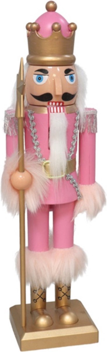 Gerimport notenkraker decoratie figuur/beeld -38 cm - roze - kunststof