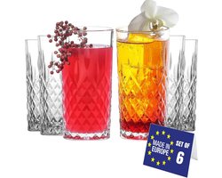 Nordic Schiller Luxe waterglazen, vaatwasmachinebestendig, drinkglazen, set van 6, 360 ml, 100% loodvrije kristallen glazen, drinkglazen, highball glazen, longdrinkglazen, waterglas, cocktailglazen