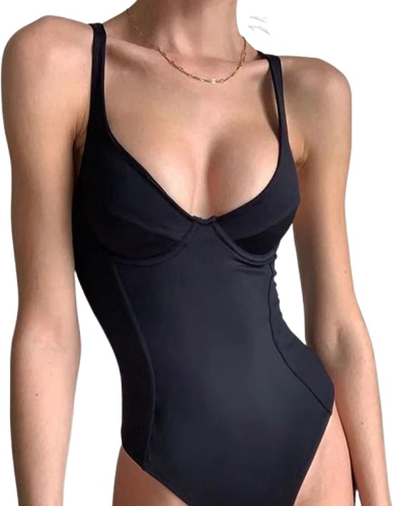 Combinaison sexy décolleté ouvert - Body - Zwart - Femme