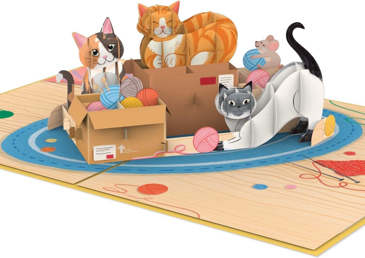 papercrush® Pop-up kaart Schattige Katten - Grappige 3D verjaardagskaart met kat voor vrouw, vriendin & meisje - bijzondere wenskaart voor de verjaardag van kattenliefhebbers