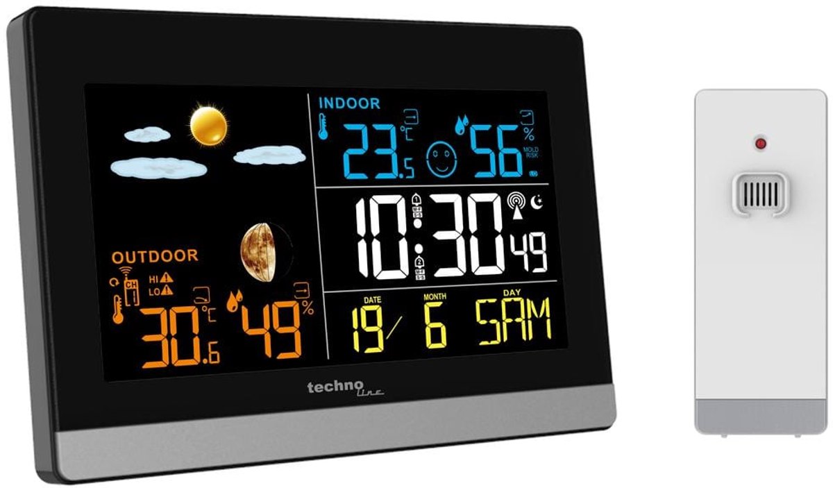 Weerstation Technoline WS 6455 144x96x38mm zwart/zilver LCD display