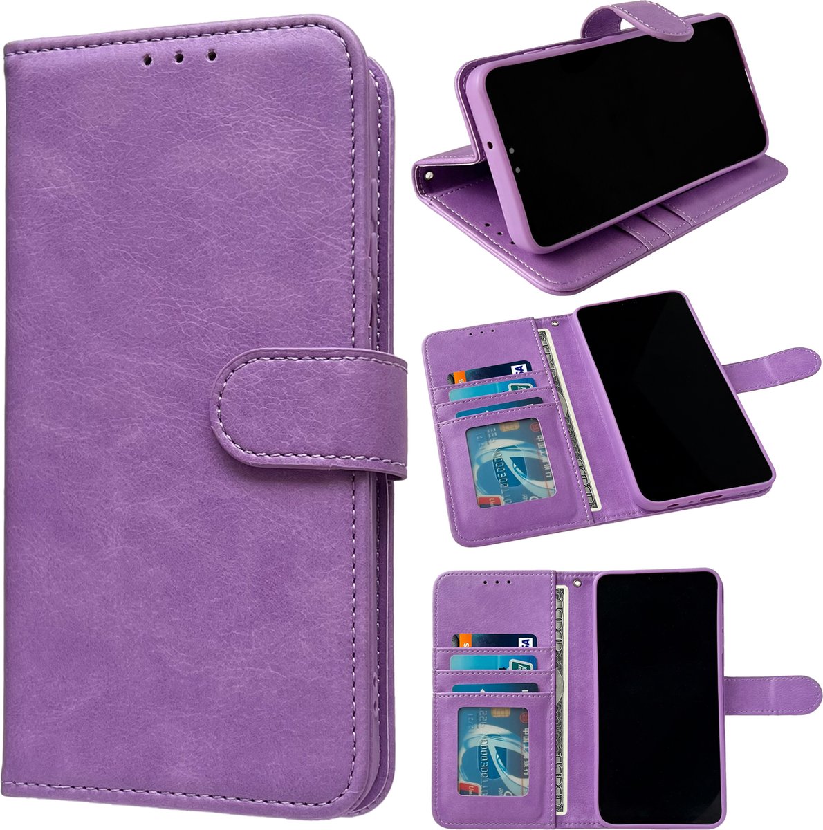 Casemania Hoesje Geschikt voor Apple iPhone 16 Pro Max - Paars - Portemonnee Book Case