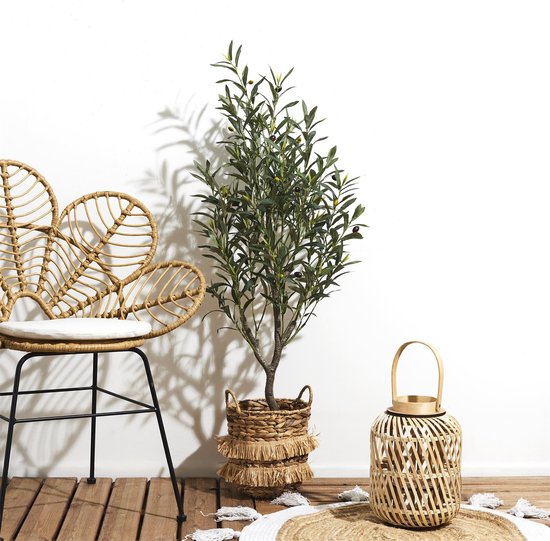 Olijfboom Artificiel 120 cm - Plante Artificielle Réaliste en Pot - Arbre Méditerranéen Sans Entretien pour Intérieur et Extérieur - Vert