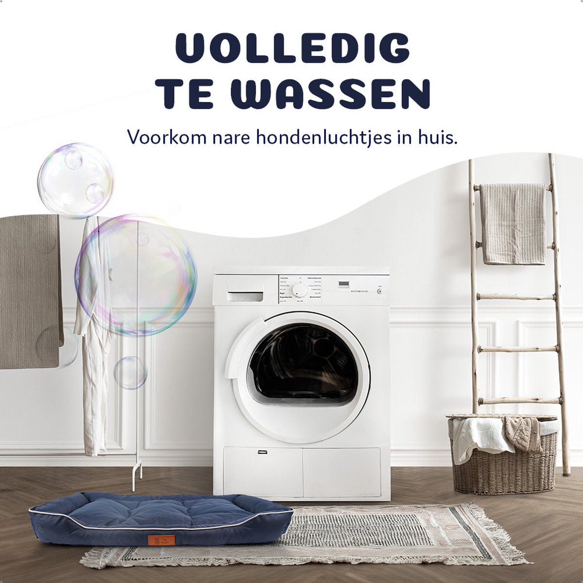 Pet Perfect Benchkussen XL - Hondenkussen Wasbaar - Hondenmand - Blauw - 90x55x10 thumbnail 7