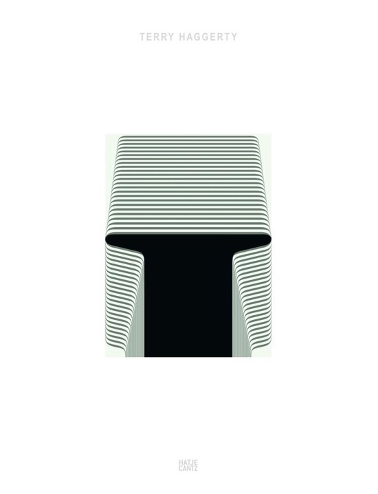 Titelblad met geometrisch ontwerp van TERRY HAGGERTY, met horizontale strepen en een zwart gat.
