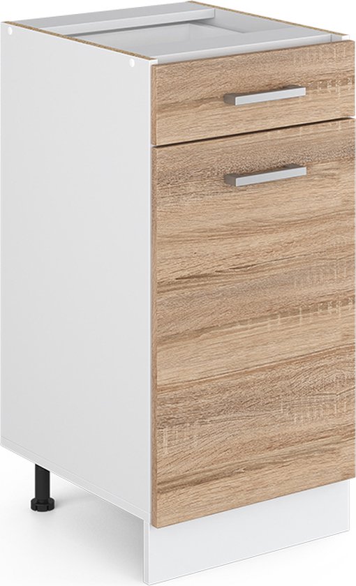 Keukenonderkast R-Line Sonoma 40 cm met laden, met marmeren werkblad Keukenonderkast R-Line Sonoma 40 cm met laden, met marmeren werkblad