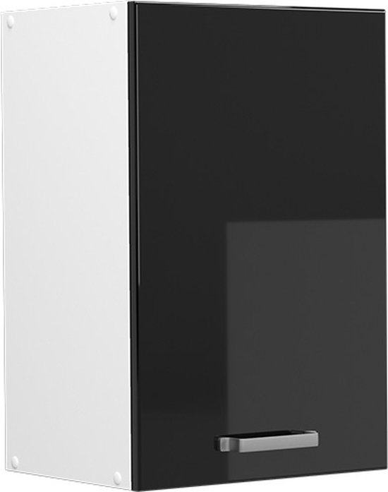 Vicco Armoire suspendue universelle R- Line, Zwart brillant/ Wit, 40 cm avec étagères ouvertes