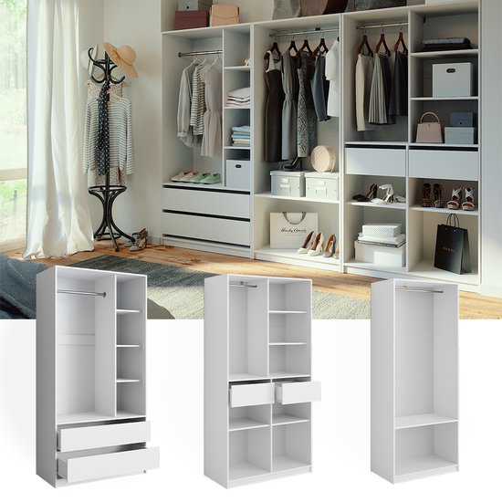 Vicco Armoire Elmo, Wit, 100 x 200 cm Set de 3 parties