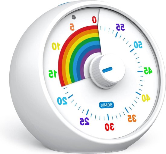 Foto: 60 minuten countdown timer voor kinderen keuken klaslokaal kantoor bureau time management tools silent operation pomodoro timer regenboog patroon wit time timer