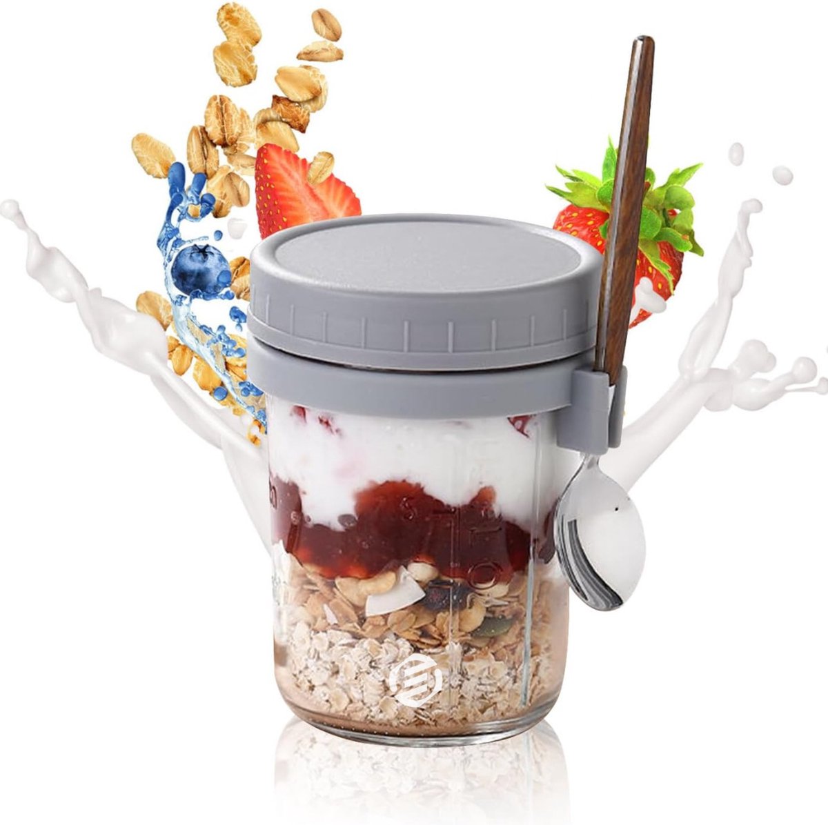 Equivera Overnight Oats Potjes - Muesli Beker - Mason Jar - Havermout - Set - Must have voor jouw ontbijt