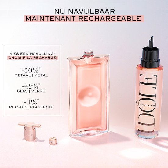 Lancôme Idôle: Nu navulbaar. De parfumfles is een navulbare Idôle La Recharge.