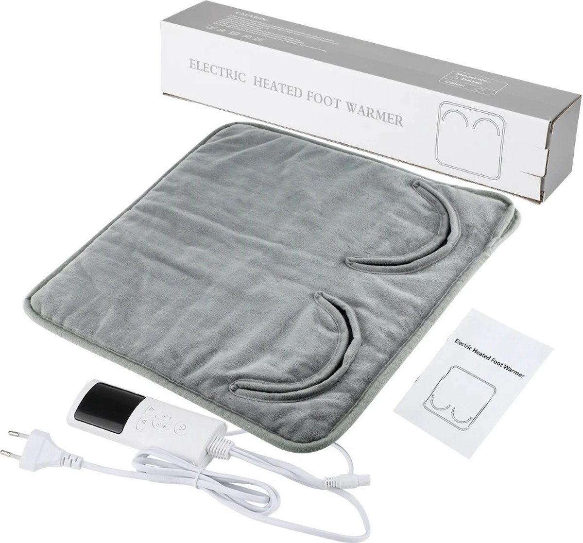 RM Store® - Elektrische Voetenwarmer - Voetenverwarmer - Voetenwarmer - Verwarmde Voetenzak - Thermische Deken - Multifunctioneel - Warmtemat - Wasbaar - Opvouwbaar - Lichtgrijs - 75 W - 40 x 40 x 1.5 CM.