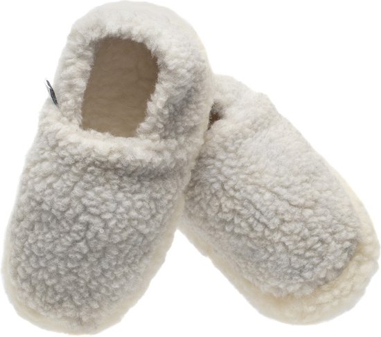 LuLu- Pantoufles femmes Femme - Pantoufles - Grijs Wit - 100% Laine de Mouton - Semelle Antidérapante - Taille 41 - 42