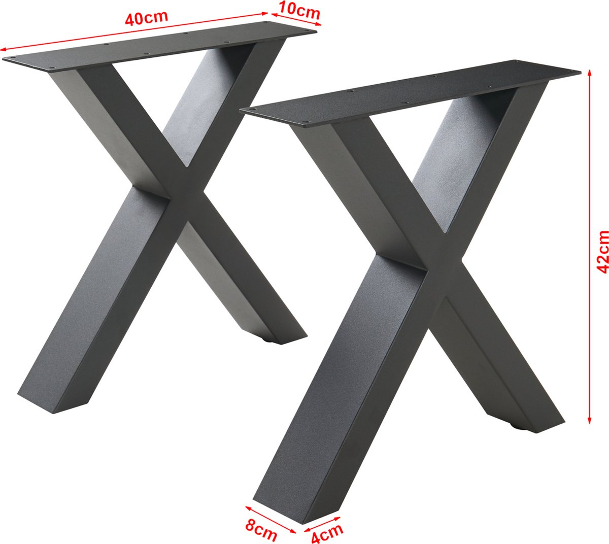 Stalen onderstel Maribo set van 2 tafelpoot 42x40 cm zwart [en.casa]