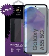 Lot de 2 Protecteurs d'écran MobyDefend Samsung Galaxy A55 – Économiseurs d'écran en verre de confidentialité mat – Protections d'écran – Plaques de verre adaptées pour Samsung Galaxy A55