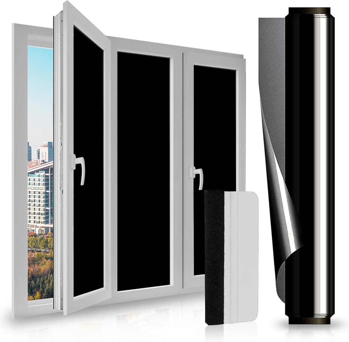 Solacis Privacy Folie Raam - Raamfolie - Folie Raam - Zichtwerend - Anti Inkijk Raamfolie - Must have voor uw privacy! zwart