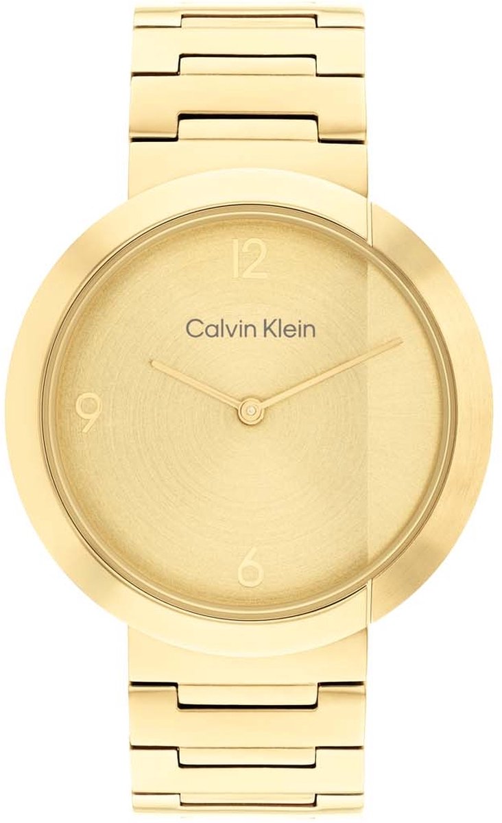 Calvin Klein CK25200290 CK ECCENTRIC Unisex Horloge - Mineraalglas - Staal - Goudkleurig - 38 mm breed - Quartz - Vouw-Vlindersluiting