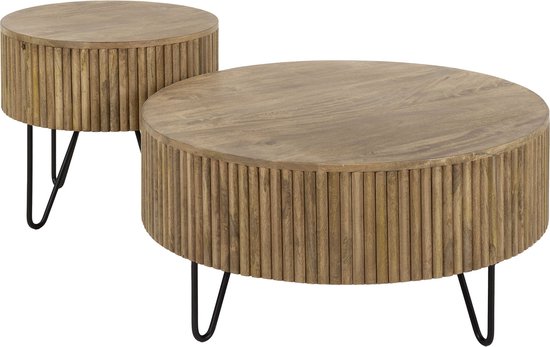Salontafel set Nuovo Zand Mangohout 60 cm - Max Wonen