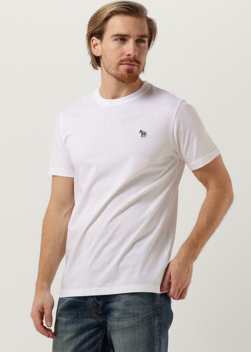Paul Smith Mens Slim Fit Ss Tshirt Zebra Polo's & T-shirts Heren - Wit - Maat XL