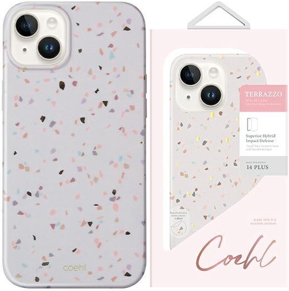 UNIQ - Coehl - Terrazzo iPhone - 14 - Plus - 6.7 - hoesje - zand/zandsteen