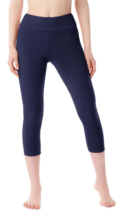 Merry Style MS-MS10-430-LE Dames Capri Leggings - Sport - Vrijetijdsbroek - 3/4 Lengte - Katoen - Sporbroek - Yogabroek - Marine - M