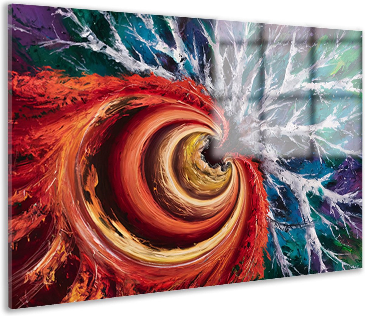 Spiraal schilderij op glas - Vorm glas schilderij - Muurdecoratie Kleur - Moderne schilder