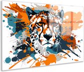 Cheeta glas schilderijen - Dieren schilderij - Glasschilderijen Spetters - Wanddecoratie landelijk - Plexiglas schilderijen - Kantoor decoratie acrylglas 105x70 cm