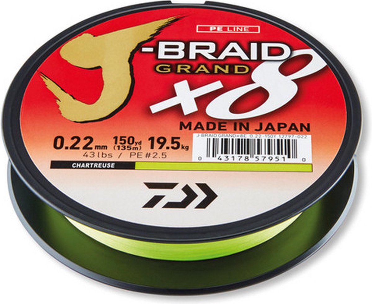 Daiwa J-Braid Grand X8 | 135m Geel 0.18mm