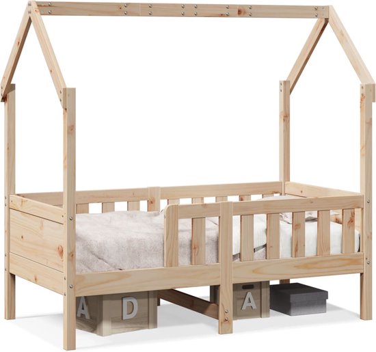 vidaXL Lit cabane en pin massif 70x140 cm