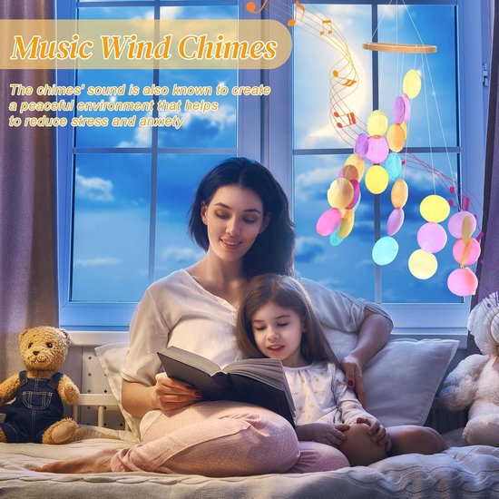 thumbnail: M METERXITY Windgong Van Zeeschelpen – Blauw | 35 Cm Lang | Voor Buiten In Tuin Of Op Terras | Handgemaakt