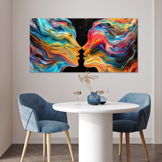 Affiche 120x60 cm - Art - Coloré - Femme - Art - Abstrait - Visages - Posters - Décoration chambre - Décoration murale salon - Décoration murale chambre