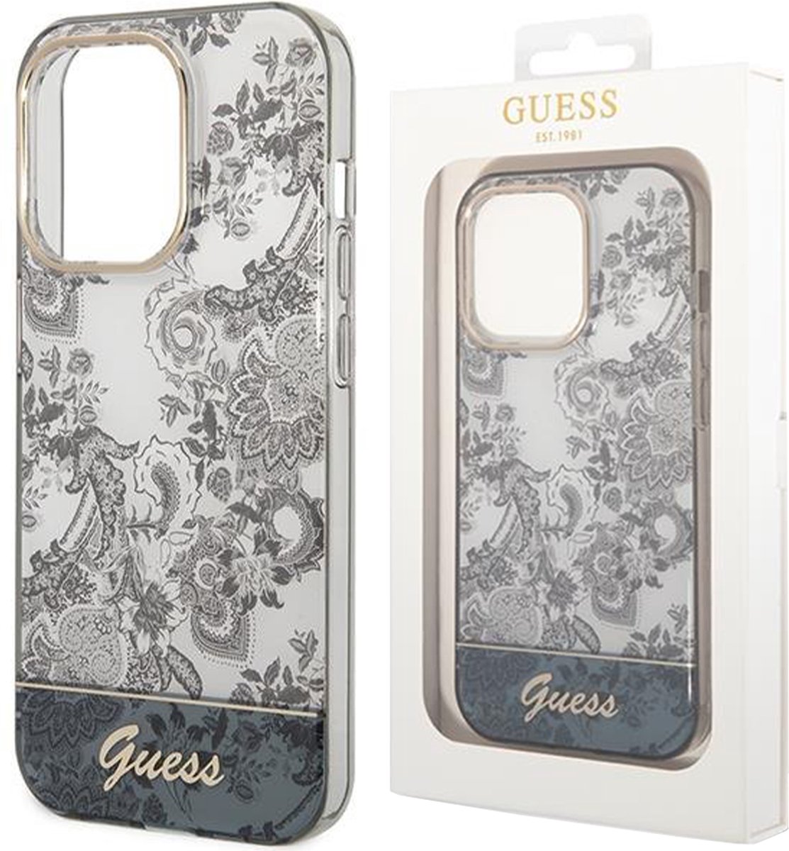 Guess iPhone 14 Pro TPU Back Cover - Grijs, Bescherm Uw Telefoon met TPU-materiaal.
