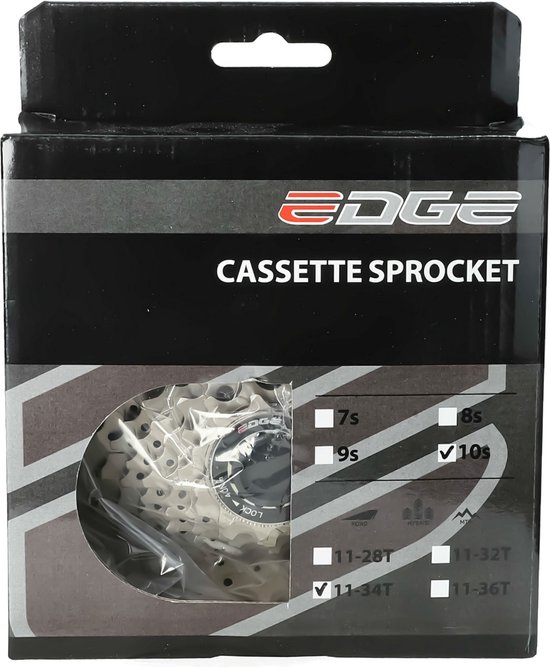 Cassette 10 speed Edge CSM6010 11-34T - zilver van Edge — afbeelding 3
