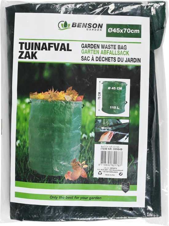 Tuinafval Zak Heavy Duty 110 Liter - 70x45cm - Puinzak - Grote Zak voor het Opslaan van Bladeren Takken en Afval — afbeelding 5