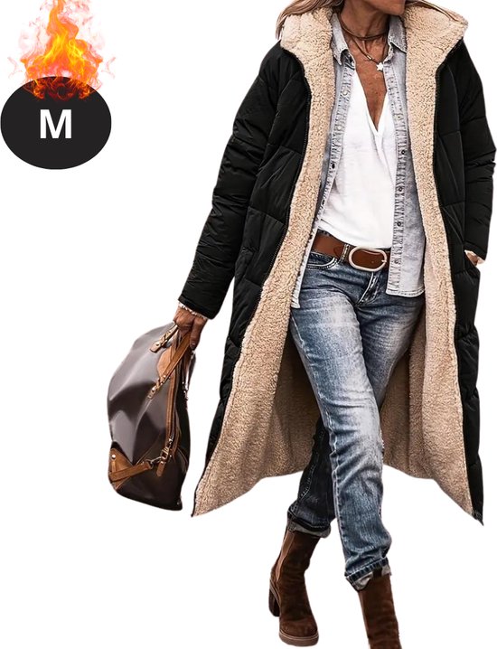 Nivard Winterjas - Parka Dames Winterjas - Winter - Volwassen - Stijlvol - Lange Jas Dames - Mantel Vrouwen - Zwart - M