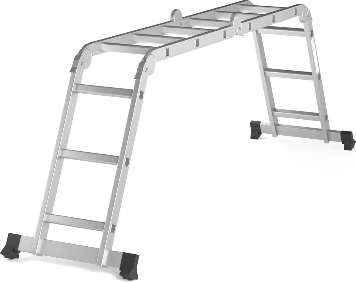 RMBO - Multifunctionele Vouwladder 4x3 - Vouwladder - 3,58 m lang - Compact en Draagbare ladder - 13 standen - Geschikt voor Particulier en Professioneel Gebruik - Max. Belasting 150 kg, EN 131.6 – foto 6