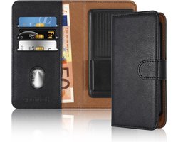 Hoesje geschikt voor HTC U PLAY in ZWART met kaartslot, 360 graden beschermhoes PU lederen mobiele telefoon etui case cover