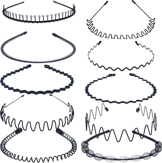 6 Stuks Metalen Hoofdbanden voor Dames en Heren - Spring Wave Haarband met Golvend Metaal voor Hardlopen, Baden en Make-up