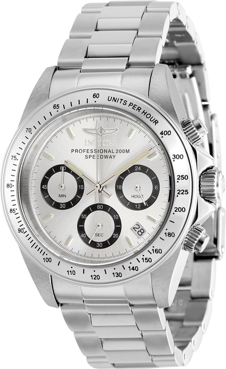 Invicta Speedway 37167 Heren Horloge - Waterdicht - Analoog - Quartz Uurwerk - Roestvrij Staal met zilveren Wijzerplaat - 39mm