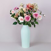 Bouquet de soie avec vase - 60-70 cm de haut - Fleurs artificielles, fleurs en soie, fausses fleurs, fausses fleurs, bouquet artificiel