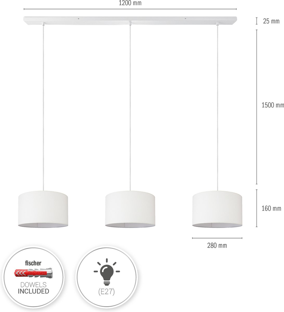 Paco HomeHanglamp Woonkamer Plafondlamp Stoffen Lampenkap Modern Eenkleurig Rond