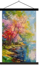 Posterhanger incl. Poster 120x180 cm - Schoolplaat - Olieverf - Landschap - Natuur - Kleurrijk - Textielposter - Zwarte latten