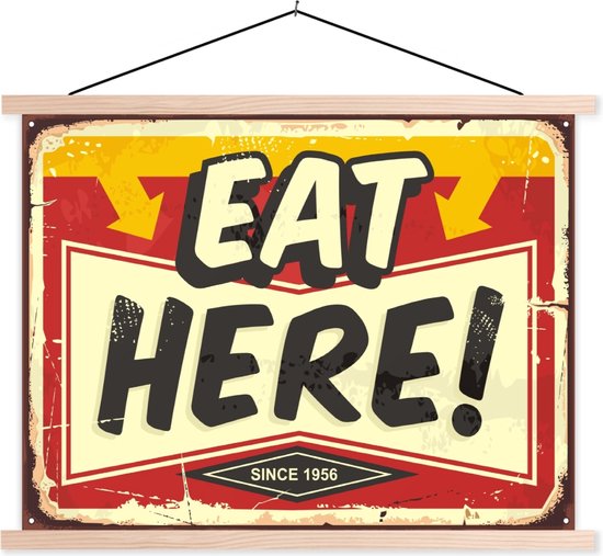 Porte-affiche avec affiche - Affiche scolaire - Alimentation - Vintage - Panneau publicitaire - Illustration - 150x113 cm - Lattes vierges