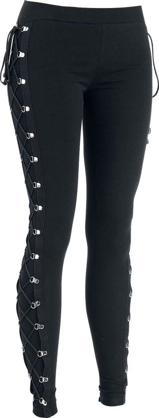 Gothicana Zwarte legging met vetersluiting - Dames - 3XL