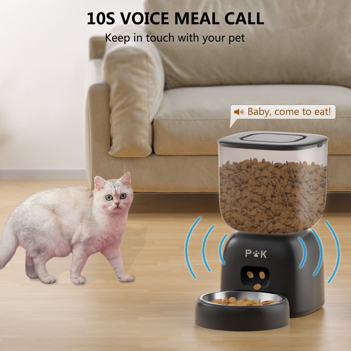 Afbeelding 2 van PUPPY KITTY Automatische Voerbak - Kat en Hond - Voerautomaat met App - Voice Recorder - 3L - Zwart