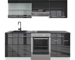 Vicco R-Line Keukenblok – 200 cm zonder werkblad Antraciet hoogglans/wit zonder werkblad
