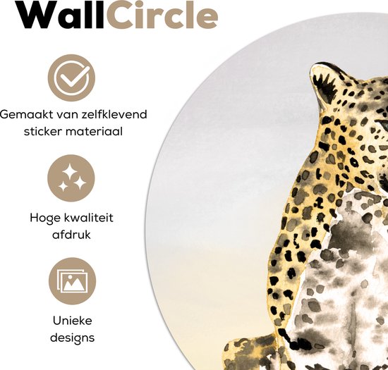 WallCircle® - Papier peint cercle 50x50 cm - Stickers muraux Animaux - Jungle - Léopard - Cercle mural - Accessoires chambre d'enfant - Décoration chambre bébé - Cercle mural autocollant