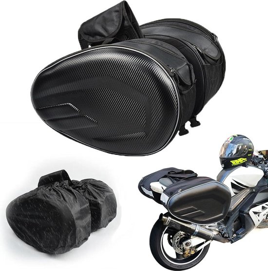 Zadeltas voor motorfiets, canvas, waterdicht, gereedschapstas voor motorbagage, Travel Knight Rider voor touring motorfiets, box, zwart